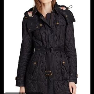 Burberry Finsbridge long quilted coat in black